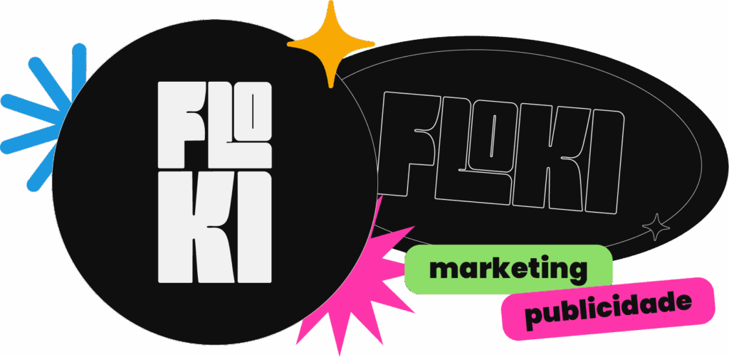 Aplicações do logo da Agência Floki Marketing & Publicidade